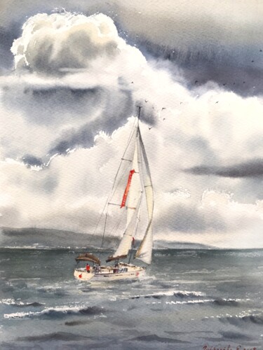 Painting titled "Fair winds - 4" by Eugenia Gorbacheva, Original Artwork, Watercolor