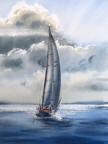 Картина под названием "Fair winds - 5" - Eugenia Gorbacheva, Подлинное произведение искусства, Акварель