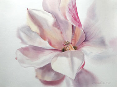 Peinture intitulée "Magnolia Flower #2" par Eugenia Gorbacheva, Œuvre d'art originale, Aquarelle