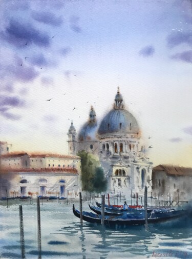 Painting titled "Santa Maria della S…" by Eugenia Gorbacheva, Original Artwork, Watercolor