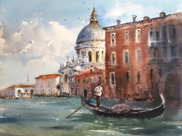 Pittura intitolato "Canal Grande, Venic…" da Eugenia Gorbacheva, Opera d'arte originale, Acquarello