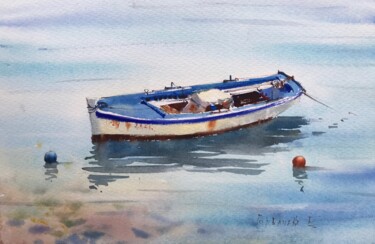 Painting titled "The Boat" by Eugenia Gorbacheva, Original Artwork, Watercolor