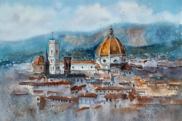 Painting titled "Cathedral of Santa…" by Eugenia Gorbacheva, Original Artwork, Watercolor