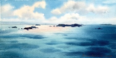 Peinture intitulée "Reefs and clouds" par Eugenia Gorbacheva, Œuvre d'art originale, Aquarelle