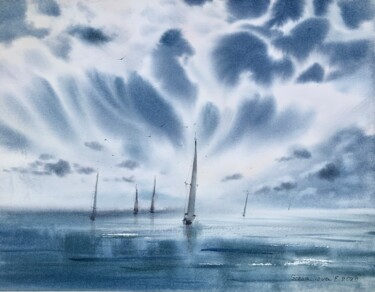 Pittura intitolato "Fair winds #7" da Eugenia Gorbacheva, Opera d'arte originale, Acquarello