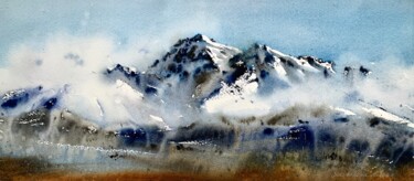 Painting titled "Mountainscape #2" by Eugenia Gorbacheva, Original Artwork, Watercolor