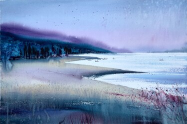绘画 标题为“Purple bay” 由Eugenia Gorbacheva, 原创艺术品, 水彩