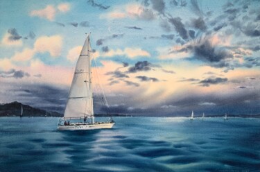 Painting titled "Tailwinds #2" by Eugenia Gorbacheva, Original Artwork, Watercolor