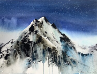 Ζωγραφική με τίτλο "Mountainscape #15" από Eugenia Gorbacheva, Αυθεντικά έργα τέχνης, Ακουαρέλα