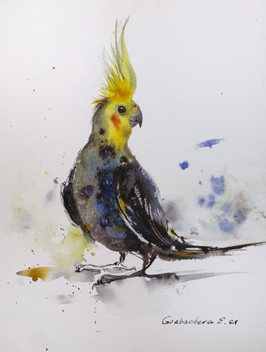 Schilderij getiteld "Parrot" door Eugenia Gorbacheva, Origineel Kunstwerk, Aquarel