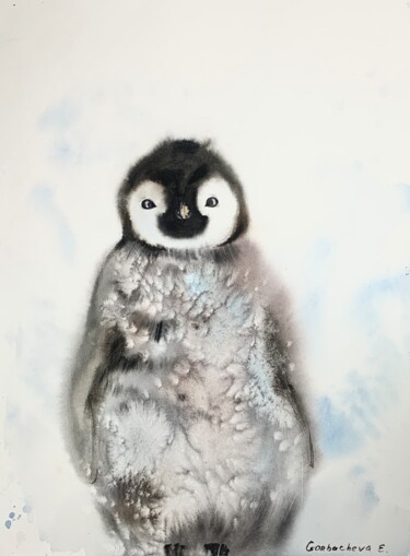 Malerei mit dem Titel "Little penguin" von Eugenia Gorbacheva, Original-Kunstwerk, Aquarell