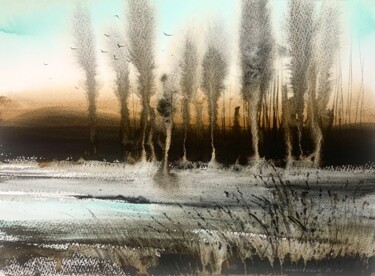 Картина под названием "Abstraction. Trees." - Eugenia Gorbacheva, Подлинное произведение искусства, Акварель