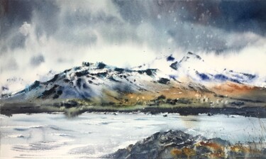 Painting titled "Mountain river #16" by Eugenia Gorbacheva, Original Artwork, Watercolor