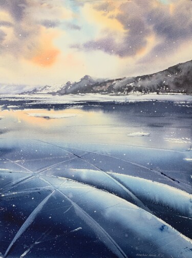 Painting titled "Lake Baikal #6" by Eugenia Gorbacheva, Original Artwork, Watercolor