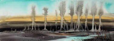 Painting titled "Abstraction. Trees.…" by Eugenia Gorbacheva, Original Artwork, Watercolor