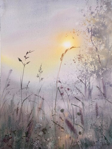Картина под названием "MORNING FOG #2" - Eugenia Gorbacheva, Подлинное произведение искусства, Акварель