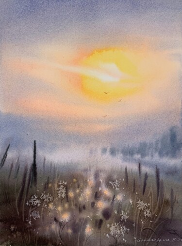 Картина под названием "MORNING FOG #4" - Eugenia Gorbacheva, Подлинное произведение искусства, Акварель