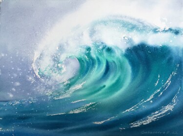 Painting titled "Wave #5" by Eugenia Gorbacheva, Original Artwork, Watercolor