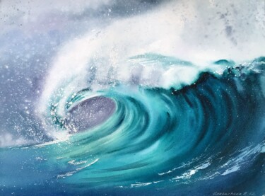 Painting titled "Wave #6" by Eugenia Gorbacheva, Original Artwork, Watercolor