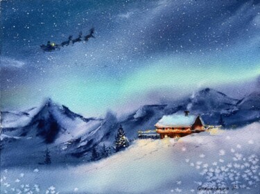 Картина под названием "Winter fairy tale" - Eugenia Gorbacheva, Подлинное произведение искусства, Акварель