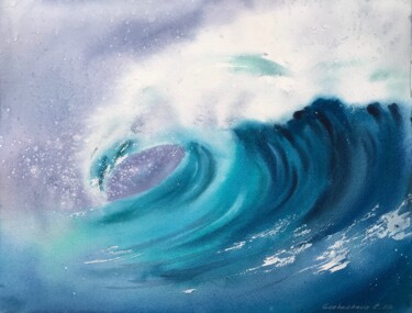 Painting titled "Wave #7" by Eugenia Gorbacheva, Original Artwork, Watercolor