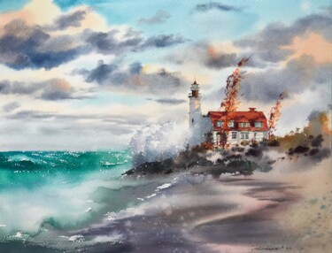 Painting titled "Before the storm Li…" by Eugenia Gorbacheva, Original Artwork, Watercolor