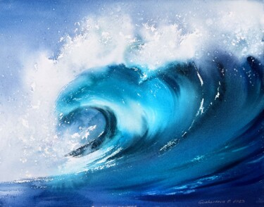 Painting titled "Wave #8" by Eugenia Gorbacheva, Original Artwork, Watercolor