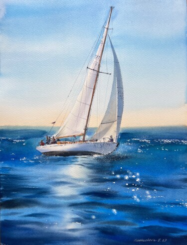 Painting titled "Tailwinds #5" by Eugenia Gorbacheva, Original Artwork, Watercolor