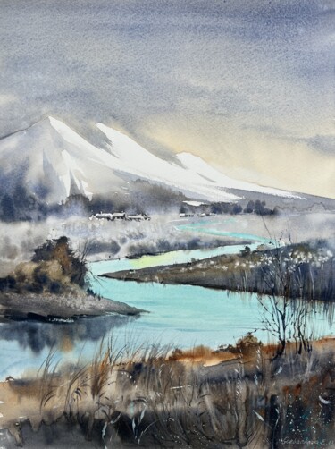Painting titled "Mountain river #38" by Eugenia Gorbacheva, Original Artwork, Watercolor
