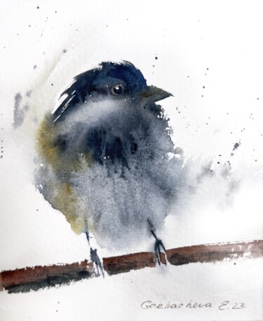 Peinture intitulée "Little bird #3" par Eugenia Gorbacheva, Œuvre d'art originale, Aquarelle