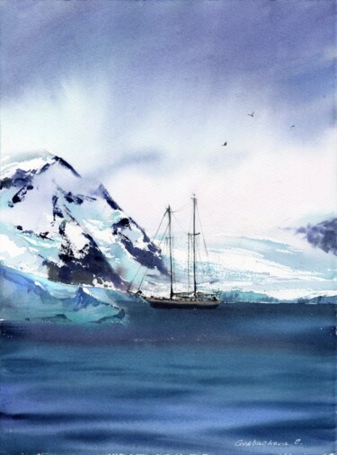 Картина под названием "Greenland" - Eugenia Gorbacheva, Подлинное произведение искусства, Акварель