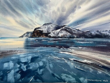 Painting titled "Lake Baikal #7" by Eugenia Gorbacheva, Original Artwork, Watercolor