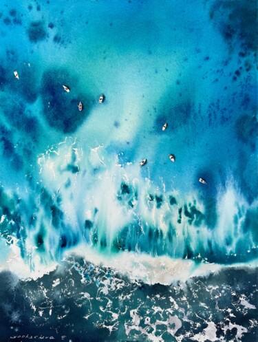 Peinture intitulée "Sea from above" par Eugenia Gorbacheva, Œuvre d'art originale, Aquarelle