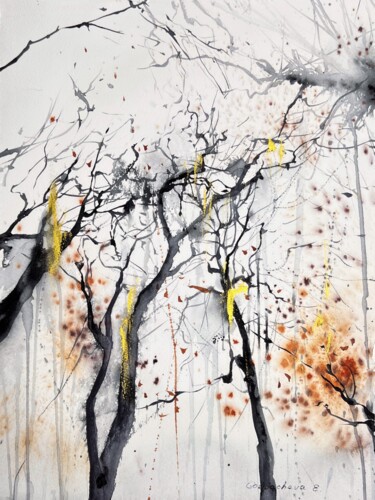 Pintura intitulada "Tree #2" por Eugenia Gorbacheva, Obras de arte originais, Aquarela