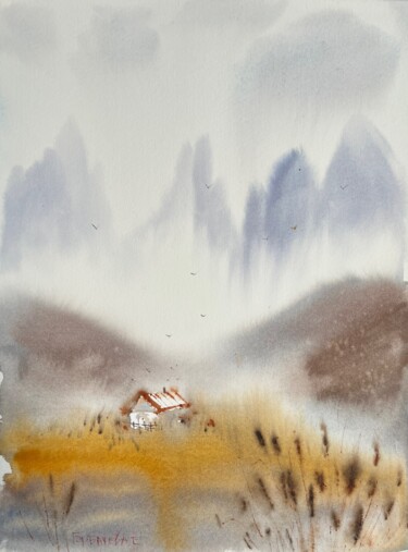 Malerei mit dem Titel "Asian landscape #8" von Eugenia Gorbacheva, Original-Kunstwerk, Aquarell