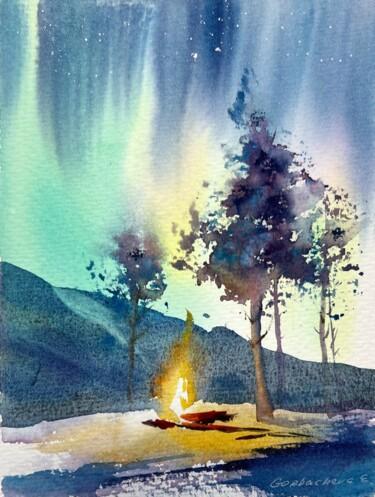 Pintura titulada "Bonfire #2" por Eugenia Gorbacheva, Obra de arte original, Acuarela
