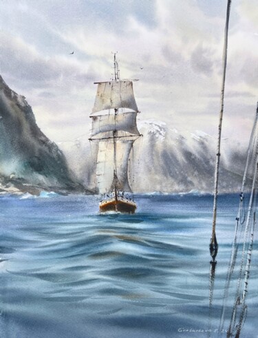 Pittura intitolato "Greenland #7" da Eugenia Gorbacheva, Opera d'arte originale, Acquarello