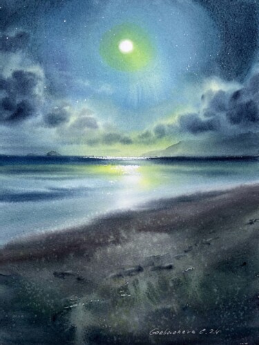 Картина под названием "In the moonlight #8" - Eugenia Gorbacheva, Подлинное произведение искусства, Акварель
