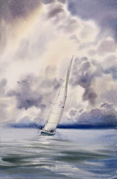 Painting titled "Tailwinds #8" by Eugenia Gorbacheva, Original Artwork, Watercolor