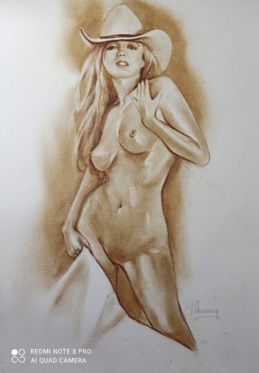 Drawing titled "Girl" by Eugenie Ch., Original Artwork, Oil