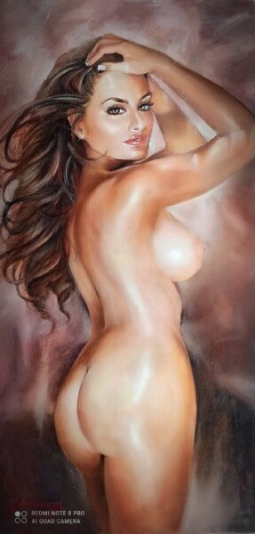 Painting titled "Femme...." by Eugenie Ch., Original Artwork, Oil