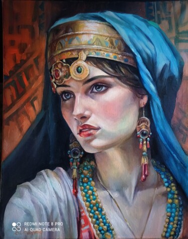 Painting titled "Femme égyptienne mu…" by Eugenie Ch., Original Artwork, Oil