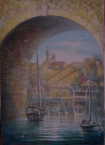 Painting titled "Marseille" by Eugenie Ch., Original Artwork, Oil