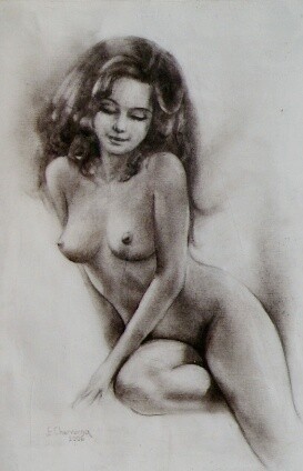 Drawing titled "NUE" by Eugenie Ch., Original Artwork