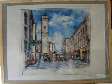 Painting titled "aquarelle nimes fra…" by Eugenie Ch., Original Artwork, Oil