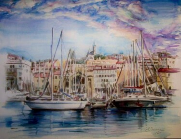 Painting titled "MARSEILLE" by Eugenie Ch., Original Artwork, Oil