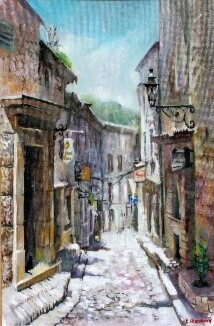 Pittura intitolato "la rue de provence" da Eugenie Chervonna, Opera d'arte originale, Olio