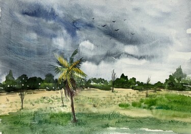 Drawing titled "Before rain" by Eugenie Eremeichuk, Original Artwork, Watercolor