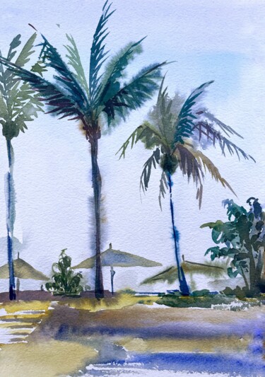 제목이 "Palm trees 1"인 그림 Eugenie Eremeichuk로, 원작, 수채화