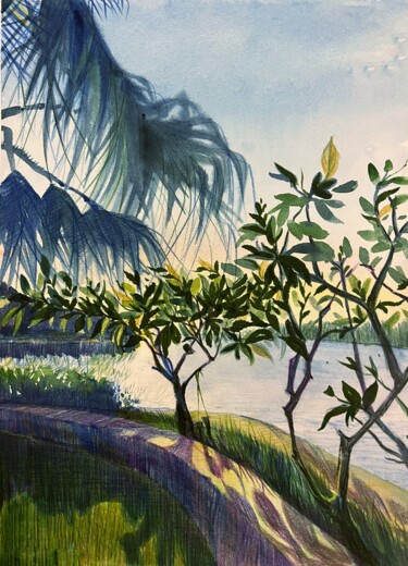 Drawing titled "Before sunset" by Eugenie Eremeichuk, Original Artwork, Watercolor